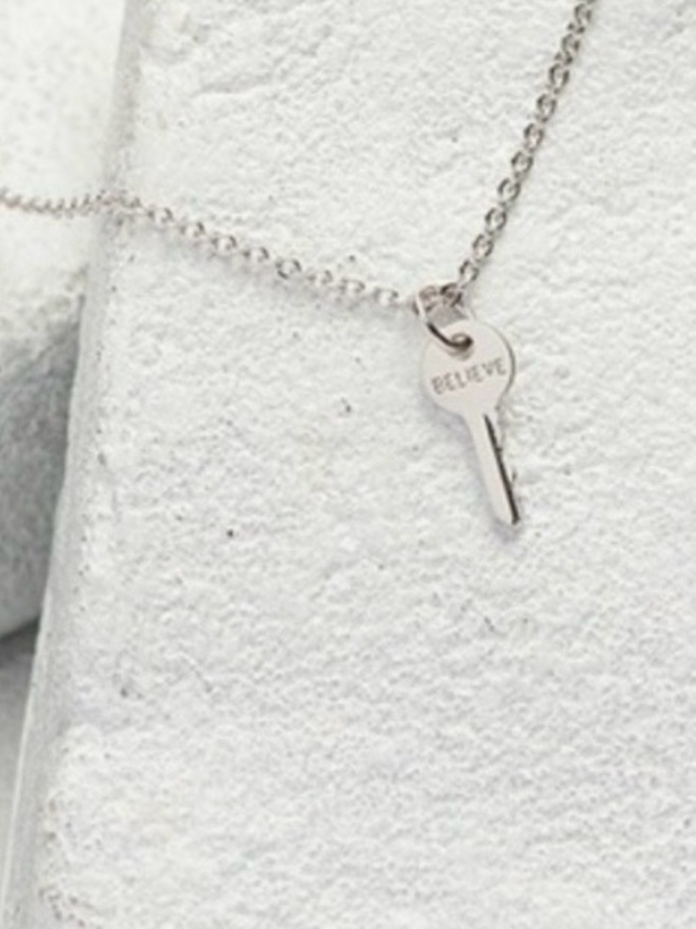 The Giving Keys Silver "BELIEVE" Mini Key.
Necklace - Dainty & Adjustable